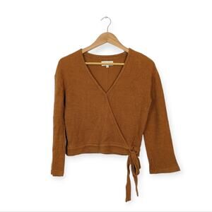 Madewell Texture & Thread Burnt Cedar Long Sleeve Wrap Top